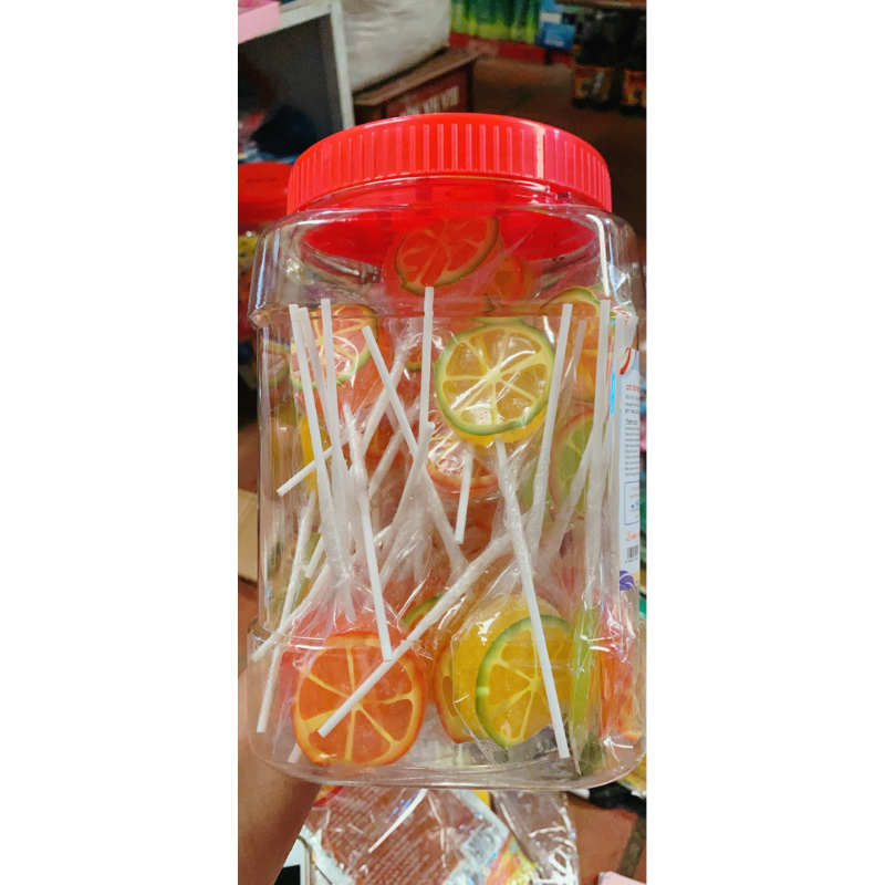 Hộp 50 que kẹo mút dẻo hinh mút chanh siêu ngon