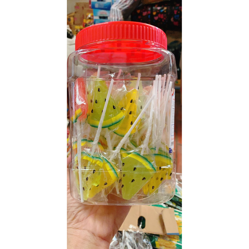 Hộp 50 que kẹo mút dẻo hình miếng dưa siêu  ngon