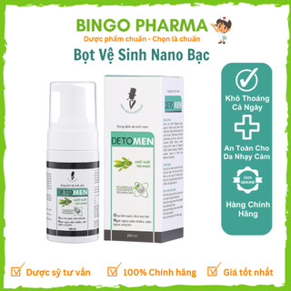 [Che tên] Dung dịch ( bọt) vệ sinh nam giới Detomen 100ml nano Bạc hương bạc hà