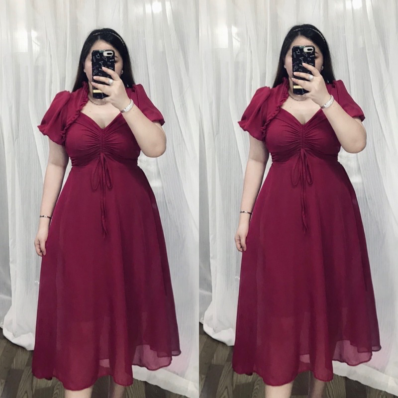 💥sỉ💥Váy đỏ Bigsize siêu xinh tay ngắn( 50-90kg)