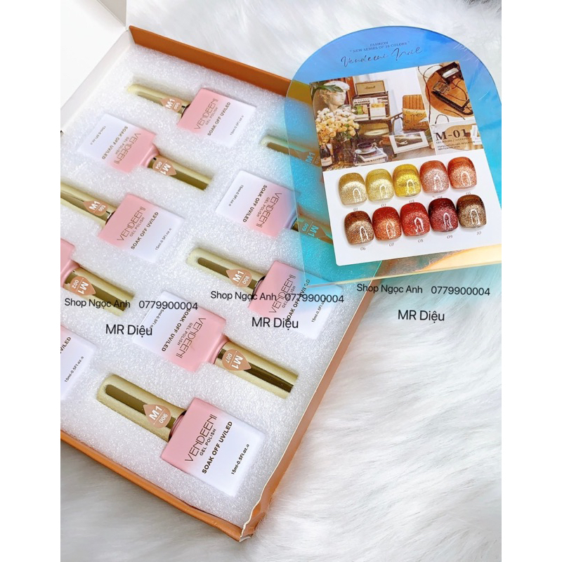 Set mắt mèo nhũ 9D set 10 chai sơn tặng kèm bản màu và 1 cây hơ mắt mèo💅💅💅