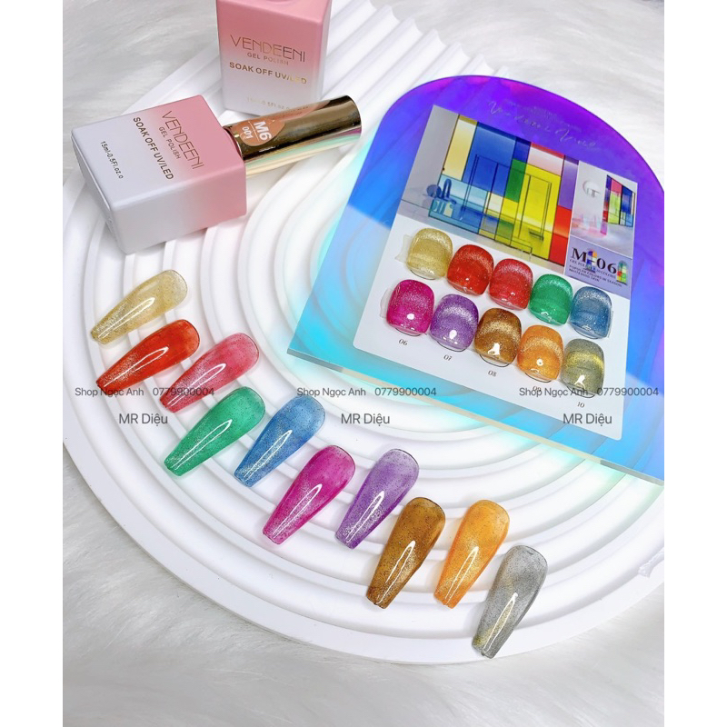 Set mắt mèo nhũ 9D set 10 chai sơn tặng kèm bản màu và 1 cây hơ mắt mèo💅💅💅
