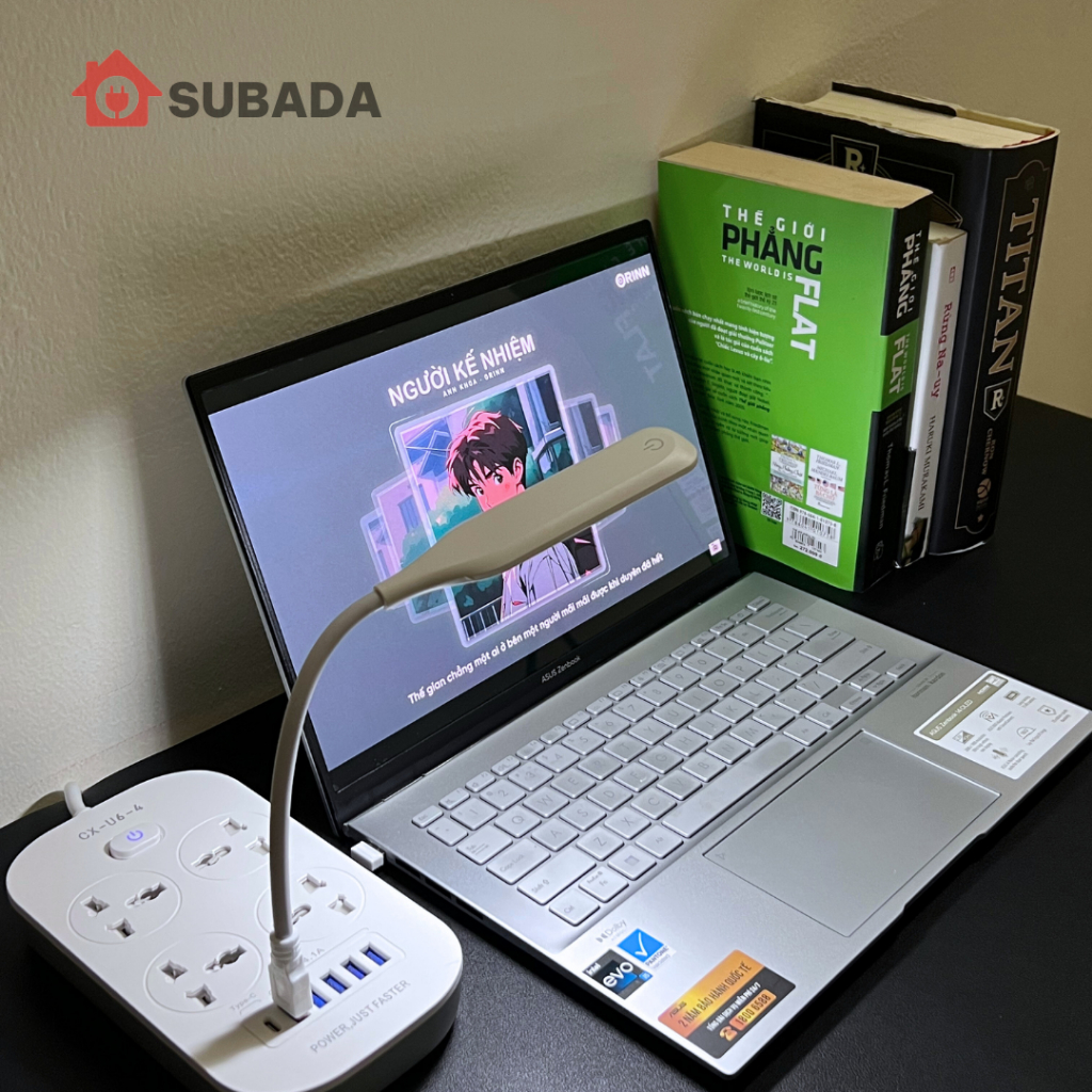 Ổ cắm điện đa năng 2500W Subada chống giật chống cháy 5 cổng USB và 1 cổng type-C 10W dây 3m chân cắm 2 chấu OD28