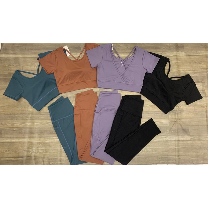 Set dài tập gym yoga bigsize chất thun poly 2 da co dãn 4 chiều 3 màu đen hồng nâu kèm mút