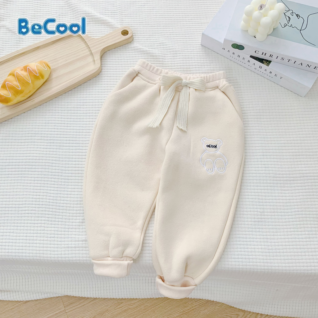 Quần Nỉ Đông Thêu Gấu, Quần Dài Cho Bé Chất Nỉ Bông Cao Cấp Cho Bé Từ 10-28kg - LEON KIDS