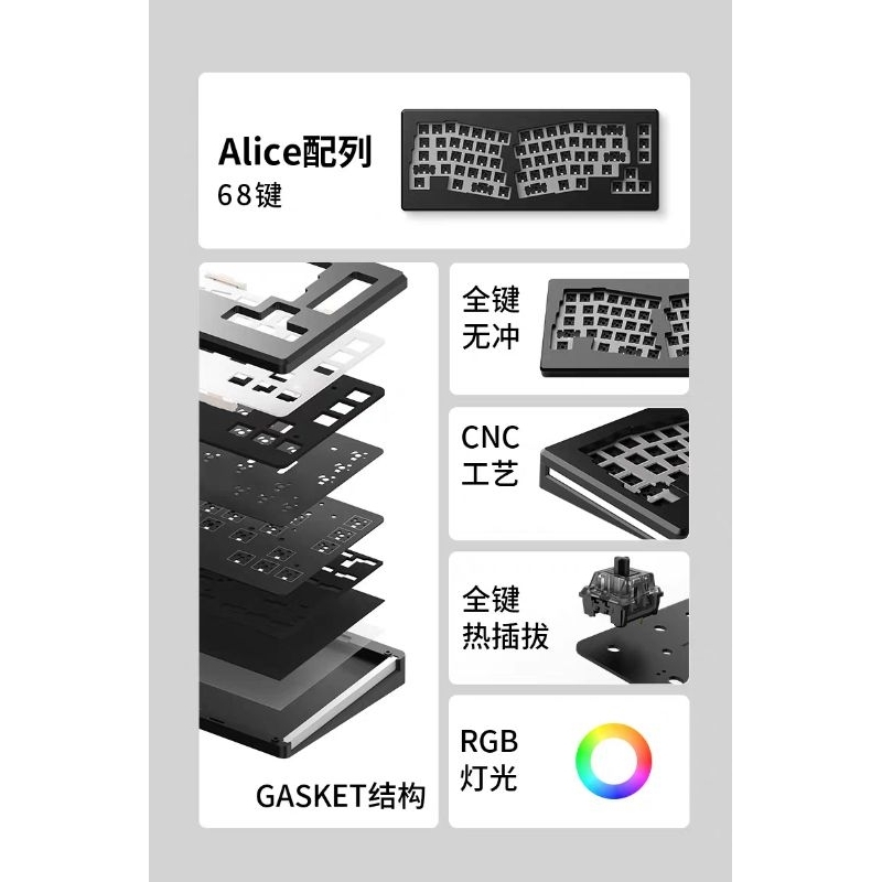 Kit Bàn Phím Cơ Custom Monsgeek M6 | Monsgeek M3 - Full Nhôm - 3 màu M2 - Full Size 98 | M5 - Full nhôm - 3 màu