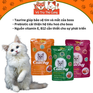 (Combo 12 Gói) Pate Catchy Cho Mèo Từ Thịt Thật 70g