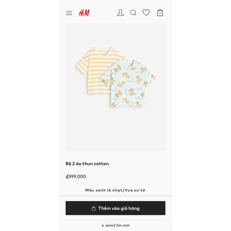 Set 2 bộ simba HM auth săn sale cho bé trai 9-17kg