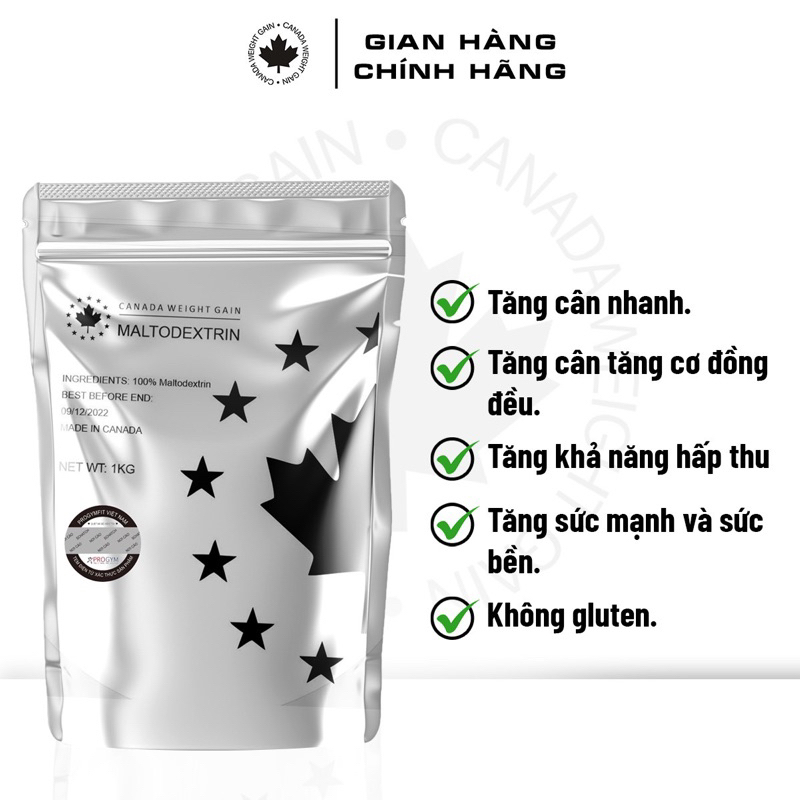 Sữa Tăng Cân Tăng Cơ Maltodextrin CANADA WG TÚI 1KG- Freeship