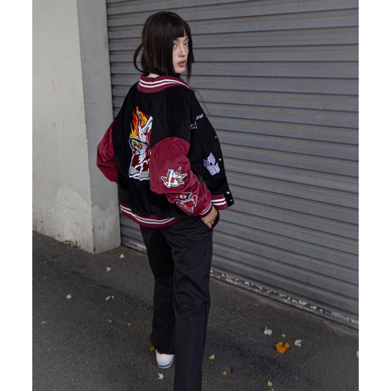 Áo khoát Varsity LYOS 2 phối màu  new full tag bọc