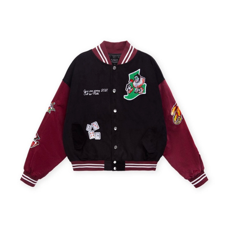Áo khoát Varsity LYOS 2 phối màu  new full tag bọc