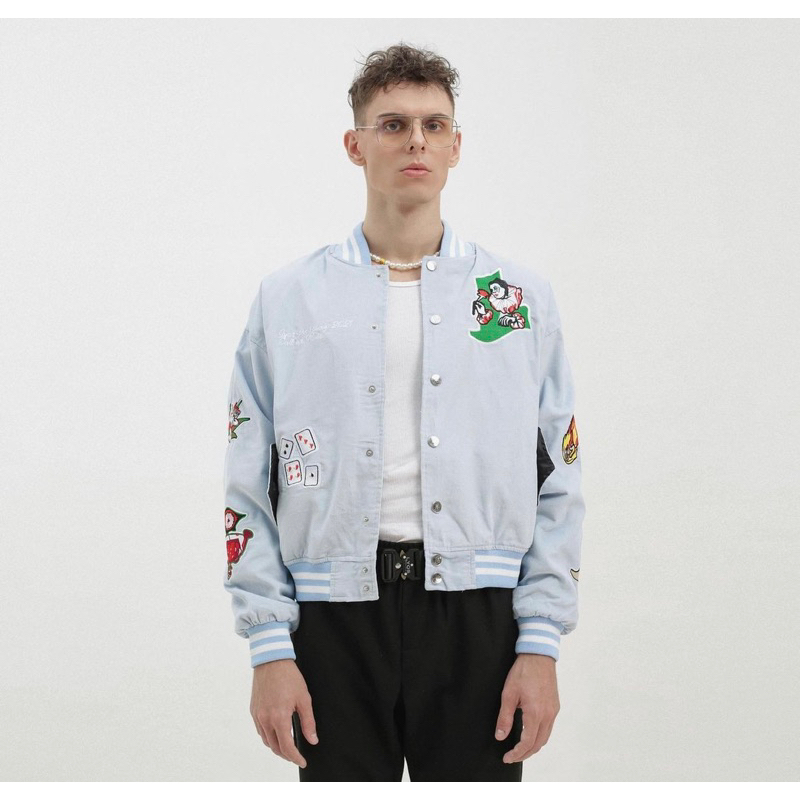 Áo khoát Varsity LYOS 2 phối màu  new full tag bọc