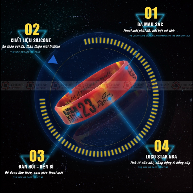 Vòng Đeo Tay Phát Sáng, Vòng Tay Cao Su Thể Thao Phản Quang Bóng Rổ Nam Nữ PRO SPORT