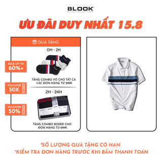 Áo Polo nam BLOOK phối ngang vải cá sấu Cotton xuất xịn, chuẩn form co giãn mã 35527