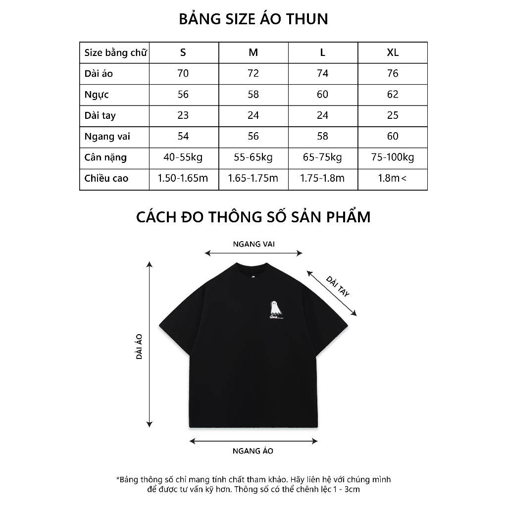 Áo Thun Unisex Ghost street Line Tee/Black 100% Cotton Local Brand Chính Hãng