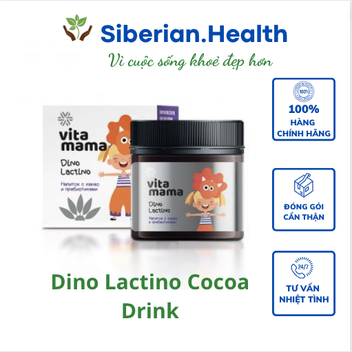 Thực phẩm bảo vệ sức khỏe Vitamama. Dino Lactino Cocoa Drink siberian wellness 80g