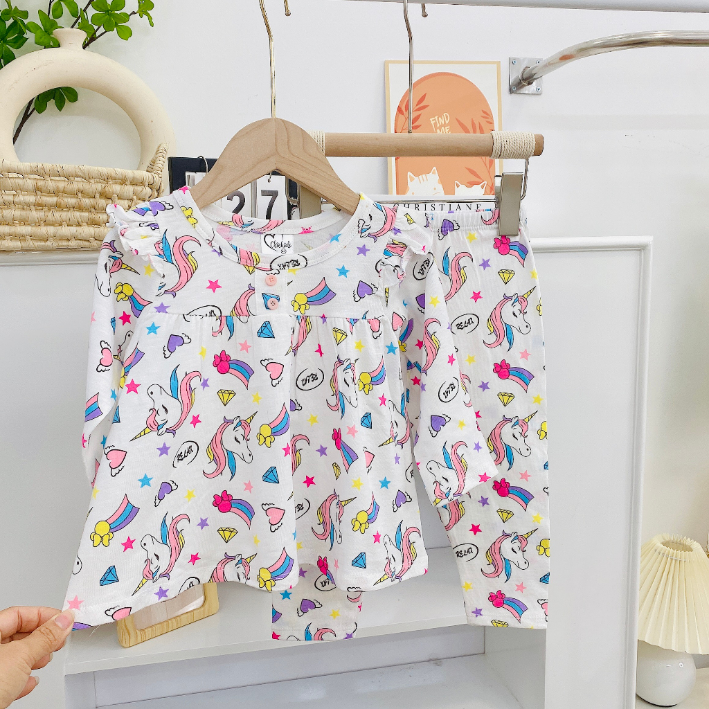 🍀8-19kg🍀 Bộ thu dài tay cánh tiên chất liệu cotton nhà Chickids siêu xinh