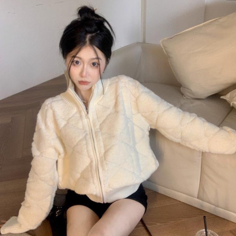 Áo khoác len khoá zíp cao cổ hàng QC cao cấp