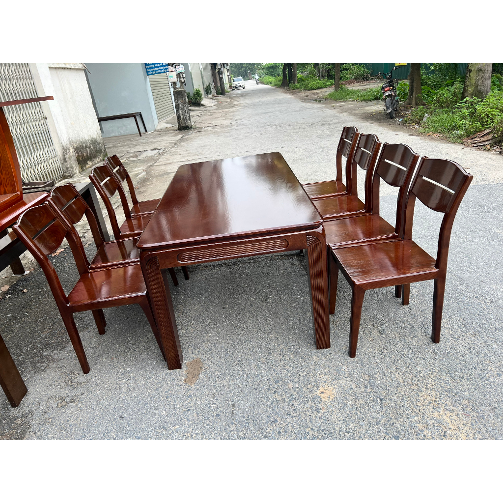 Bộ bàn ăn 8 ghế gỗ sồi nga phong cách bắc âu 1m8 * 90cm