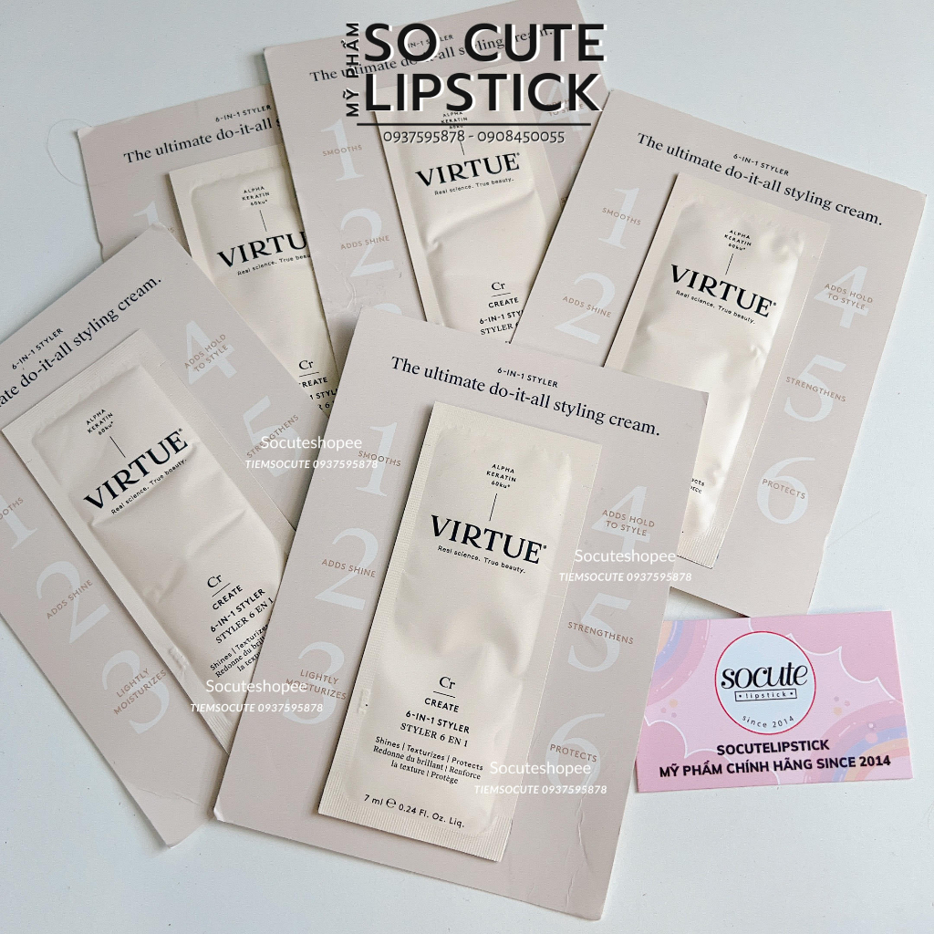 Sample kem tạo kiểu tóc tạo độ mềm, bóng Virtue Create 6-in-1 Styler 7ml