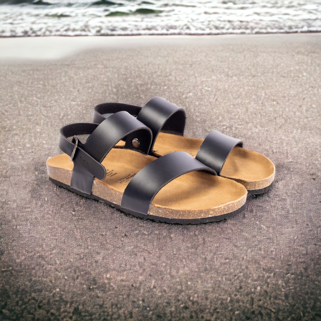 PU15 - Giày Sandal đế trấu Birken quai ngang da PU cao cấp Bioline phù hợp cả Nam nữ đi học, đi làm và du lịch.
