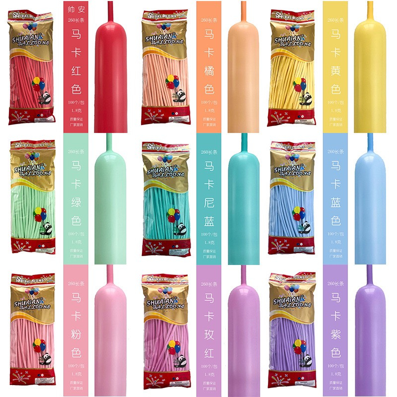 Giun Tạo Hình Nghệ Thuật 260 Tông Màu Pastel - Túi 100 Qủa