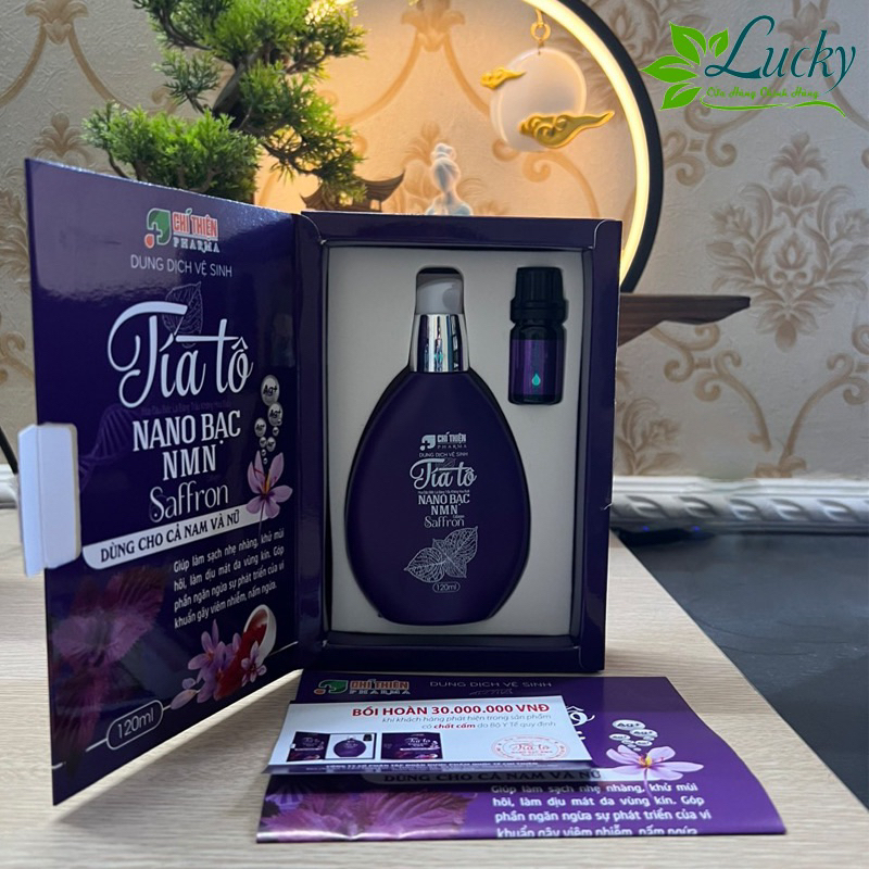 Dung dịch vệ sinh Tía tô Nano bạc NMN Saffron, Dùng cho cả Nam và Nữ + Tặng kèm nước hoa vùng kín