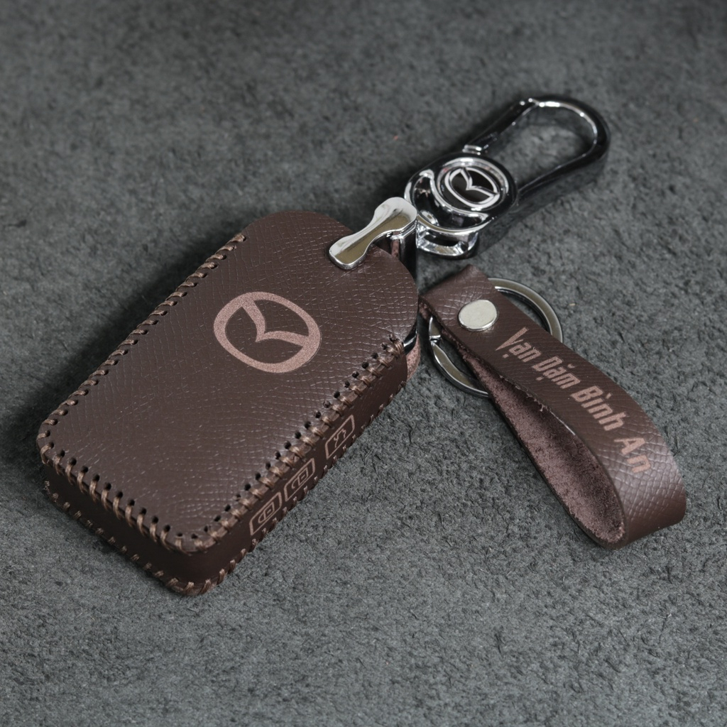 Bao da móc khoá bọc ốp chìa khóa xe ô tô Mazda 3 CX3 CX30 CX8 - Da bò thật mazda
