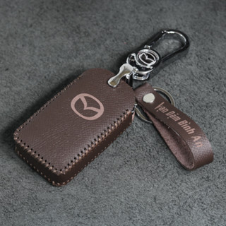Bao da móc khoá bọc ốp chìa khóa xe ô tô Mazda 3 CX3 CX30 CX8 nút sườn - Da bò thật mazda