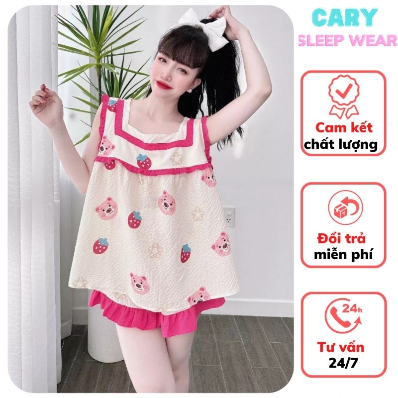 Đồ bộ lụa đùi mặc nhà cánh tiên chất vải lụa hàn mềm mát CARY