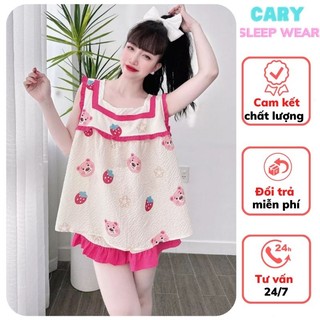 Đồ bộ lụa đùi mặc nhà cánh tiên chất vải lụa hàn mềm mát CARY