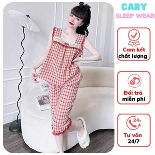 Đồ bộ lụa mềm mát không nhăn siêu dễ thương thời trang,set bộ cánh tiên lửng CARY