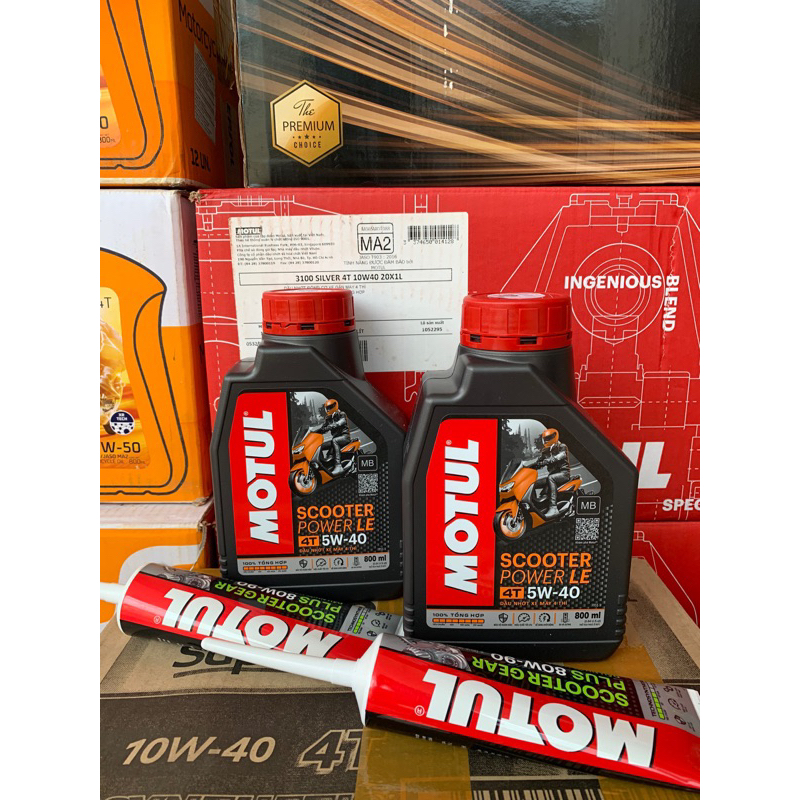 COMBO NHỚT XE TAY GA SCOOTER POWER LE 5W40 & NHỚT HỘP SỐ MOTUL SCOOTER
