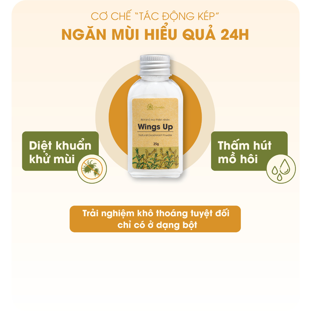 Bột khử mùi Wings Up khử mùi hôi chân, hôi nách, giày giảm tiết mồ hôi khô thoáng, an toàn cho da 25g