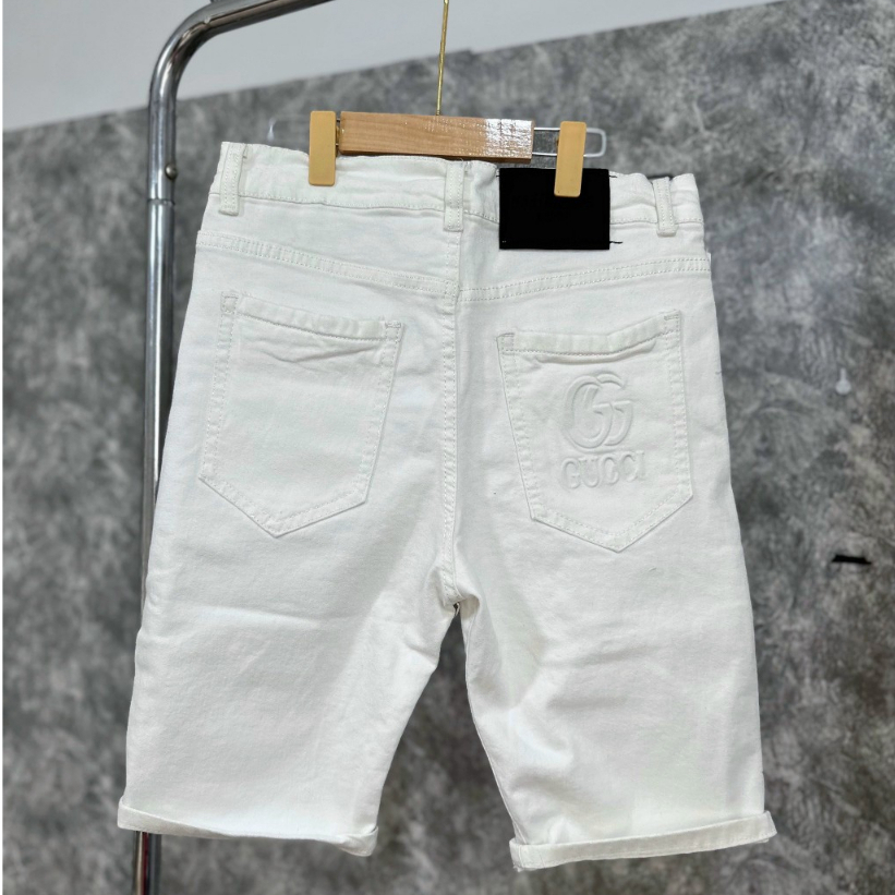 Quần short jean nam trắng za.r dập vân nổi túi đi chơi đi biển form chuẩn vải dày co giãn mẫu mới nhất cao cấp