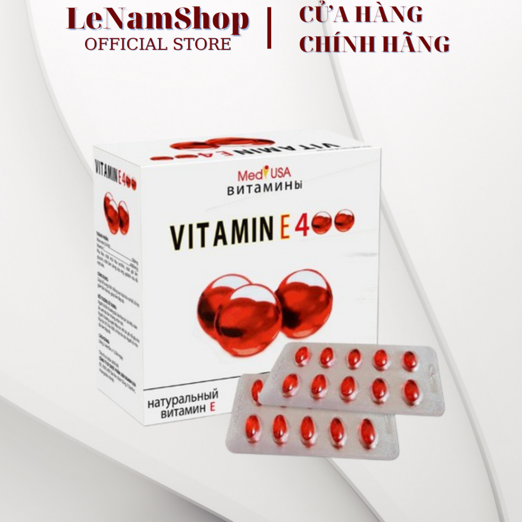 Viên uống đẹp da Vitamin E400 E Đỏ 4000mcg, Aloe vera 500mg - Hộp 100 viên