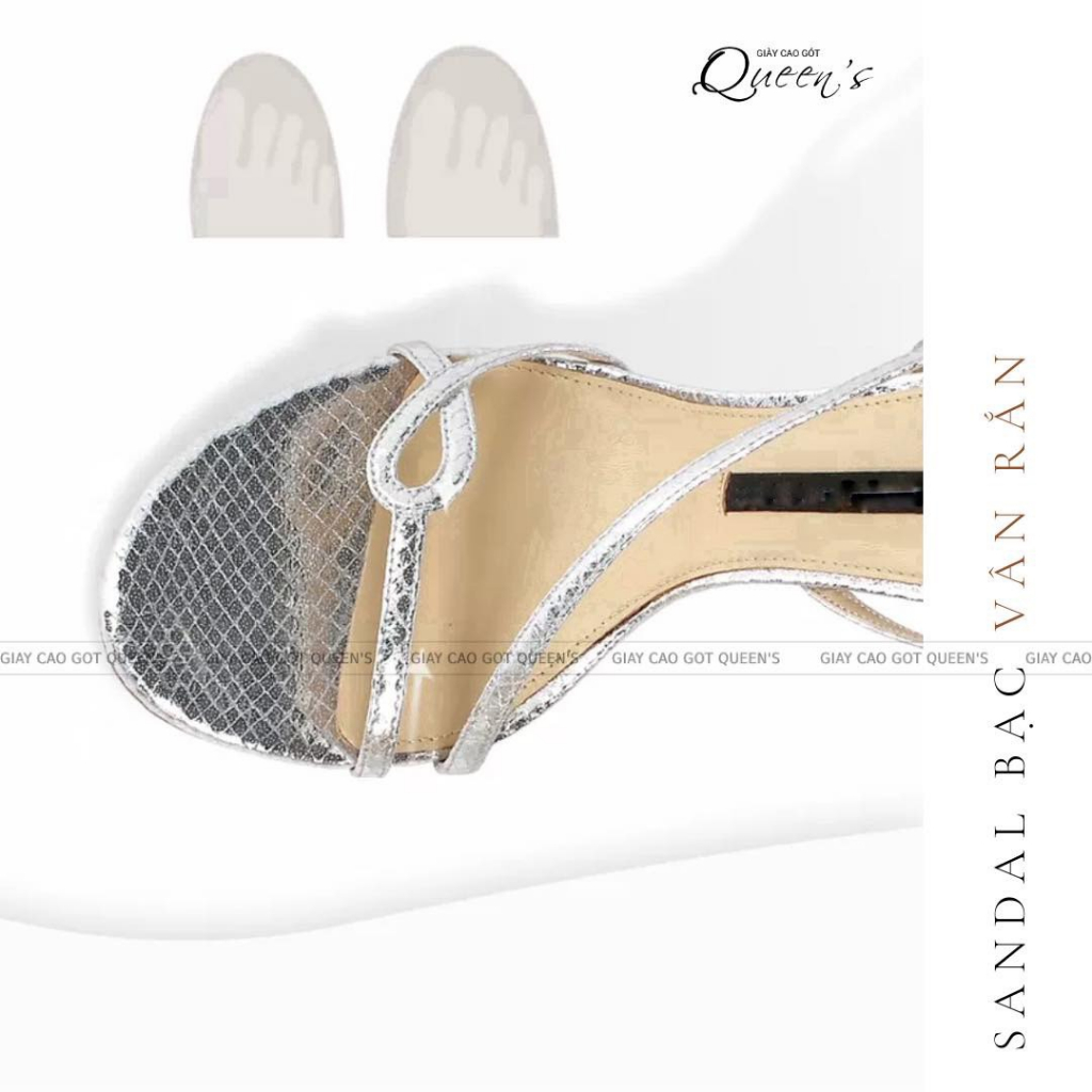 Giay cao gót sandal bạc dây mảnh, cao 8-10-11cm, chất tráng gương vân rắn