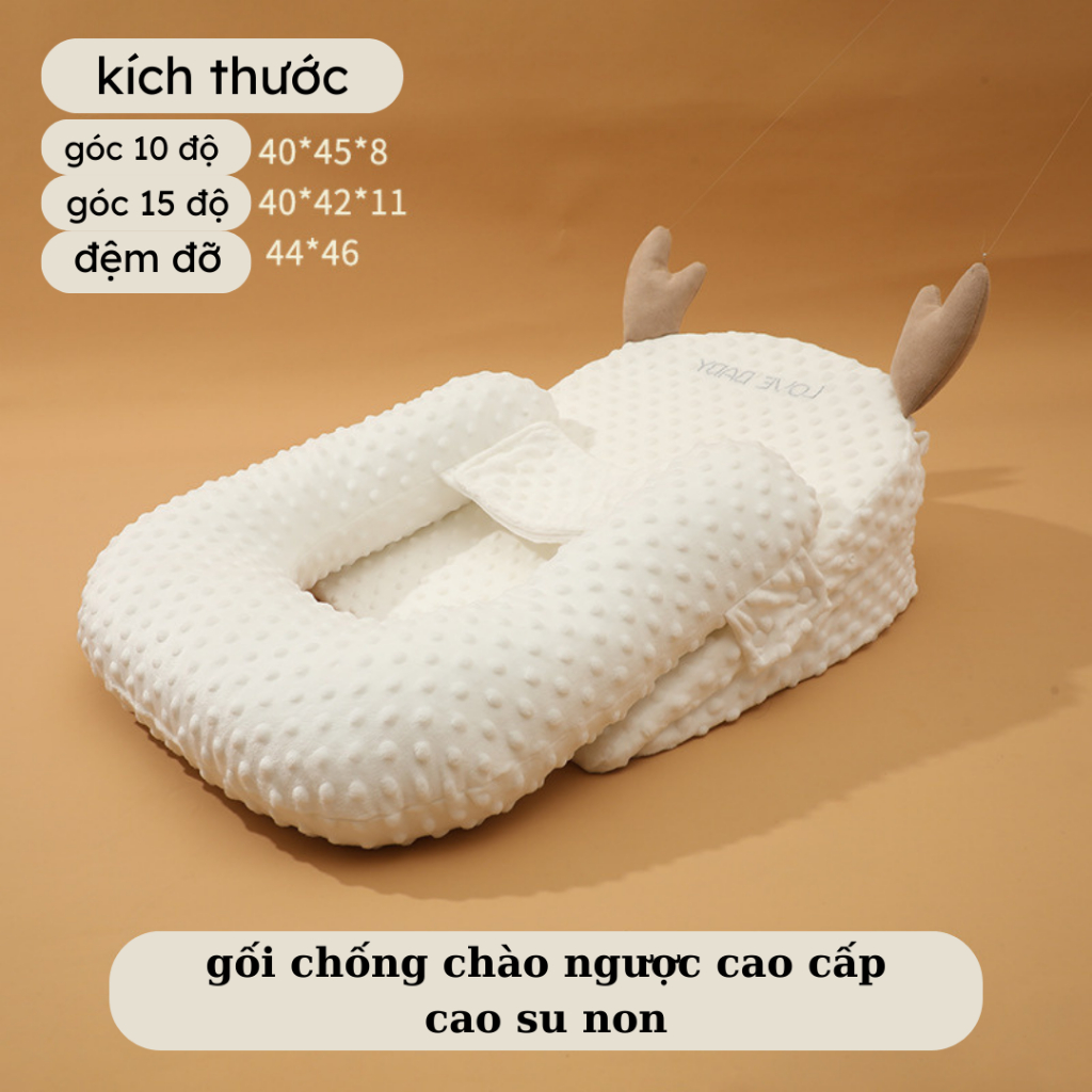 Gối chống trào ngược cho bé cao cấp LOVE BABY vải polyester lõi cao su non