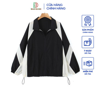Áo khoác nam nữ unisex cổ đứng vải dù nhẹ hai lớp phong cách shool hàn quốc họa tiết phối tay Bảo Đăng
