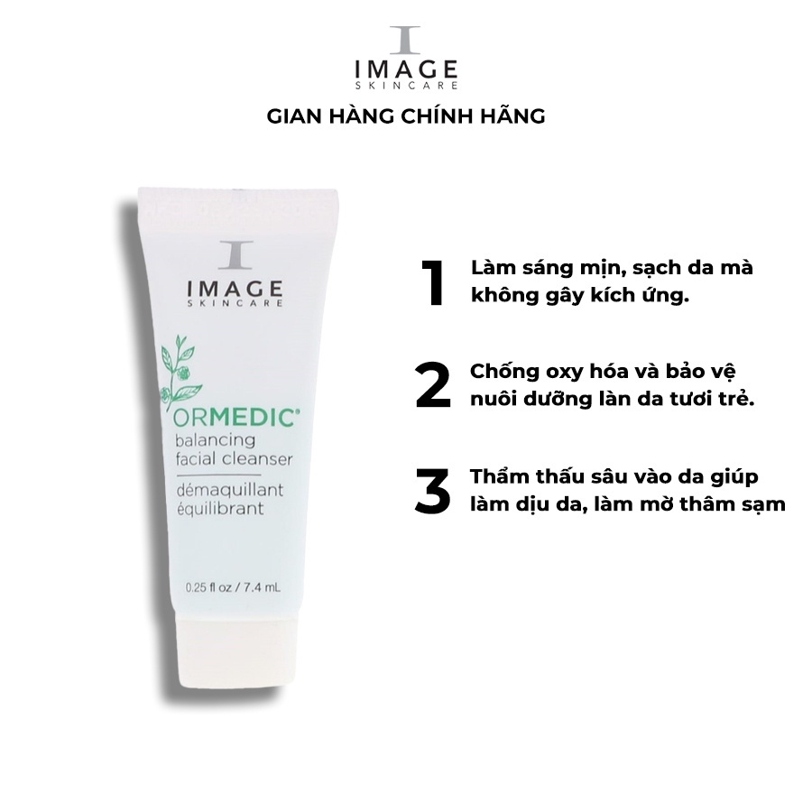 Sữa rửa mặt làm dịu da Image Skincare Ormedic Balancing Facial Cleanser Mini 7.4ml (new)