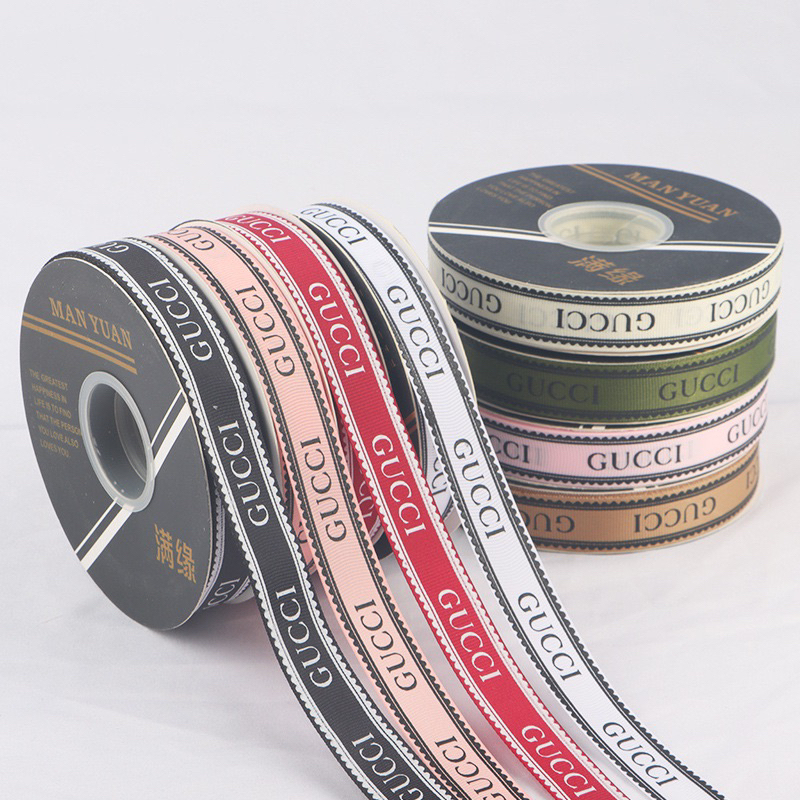 Ruy băng lụa gân in chữ GUCCI bó hoa , làm nơ , làm decor