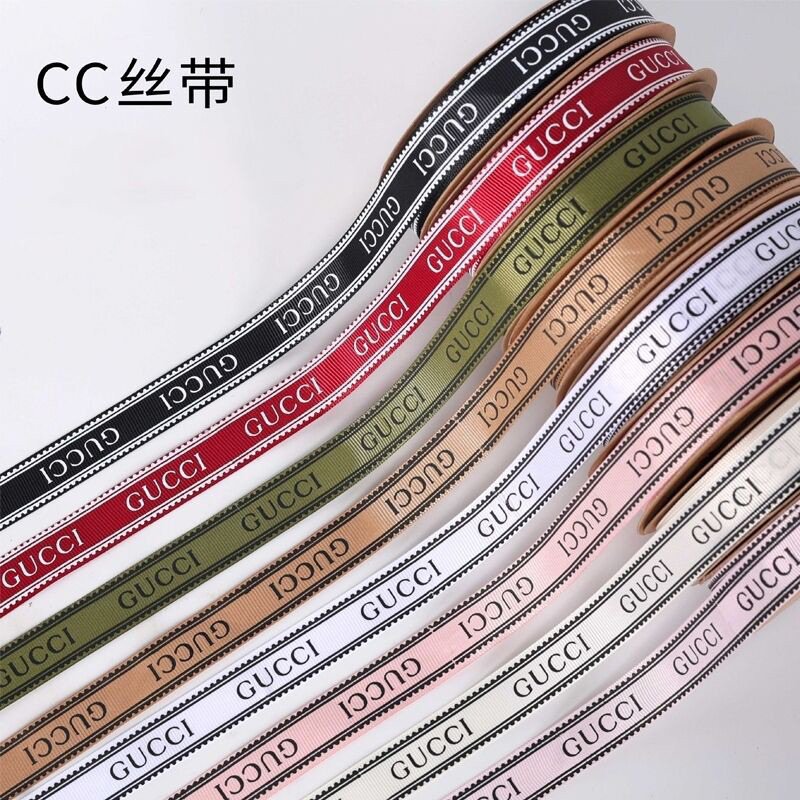 Ruy băng lụa gân in chữ GUCCI bó hoa , làm nơ , làm decor