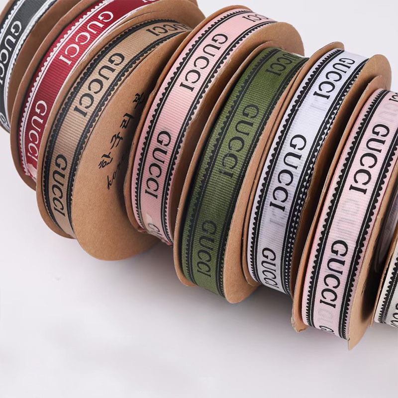 Ruy băng lụa gân in chữ GUCCI bó hoa , làm nơ , làm decor