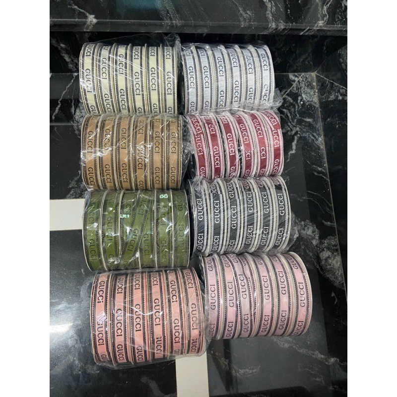 Ruy băng lụa gân in chữ GUCCI bó hoa , làm nơ , làm decor