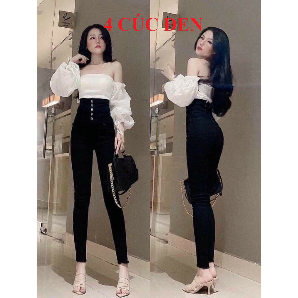 Quần jean nữ lưng siêu cao phối 3 VÀ 4 CÚC TRƯỚC CÓ SIZE ĐẠI siêu hot TREND VG1- 189 / 11