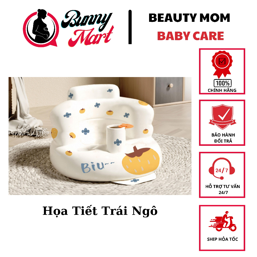 Ghế Hơi - Ghế phao Tập ngồi, Tập ăn dặm Cao cấp cho Bé, Bơm Hơi tiện lợi (không dùng máy), dễ dàng mang theo bên mình