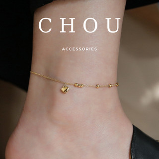 Lắc chân titan trái tim bi nhỏ | chou accessories |