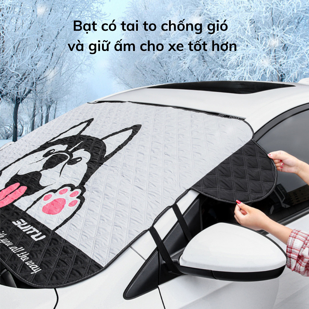 Tấm che nắng ô tô, chắn nắng kinh lái ô tô, xe hơi 2 mặt cao cấp hình hoạt hình dễ thương, kích thước 146x93cm - TCN01