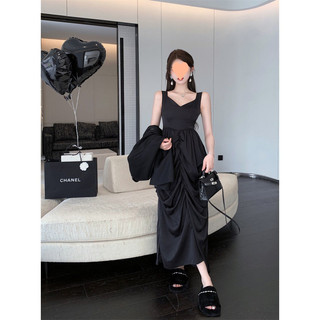 Đầm đen kiểu cách sang chảnh cổ chữ V dự tiệc size S/M/L chỉ có tại LUXIEU GARDEN🌸