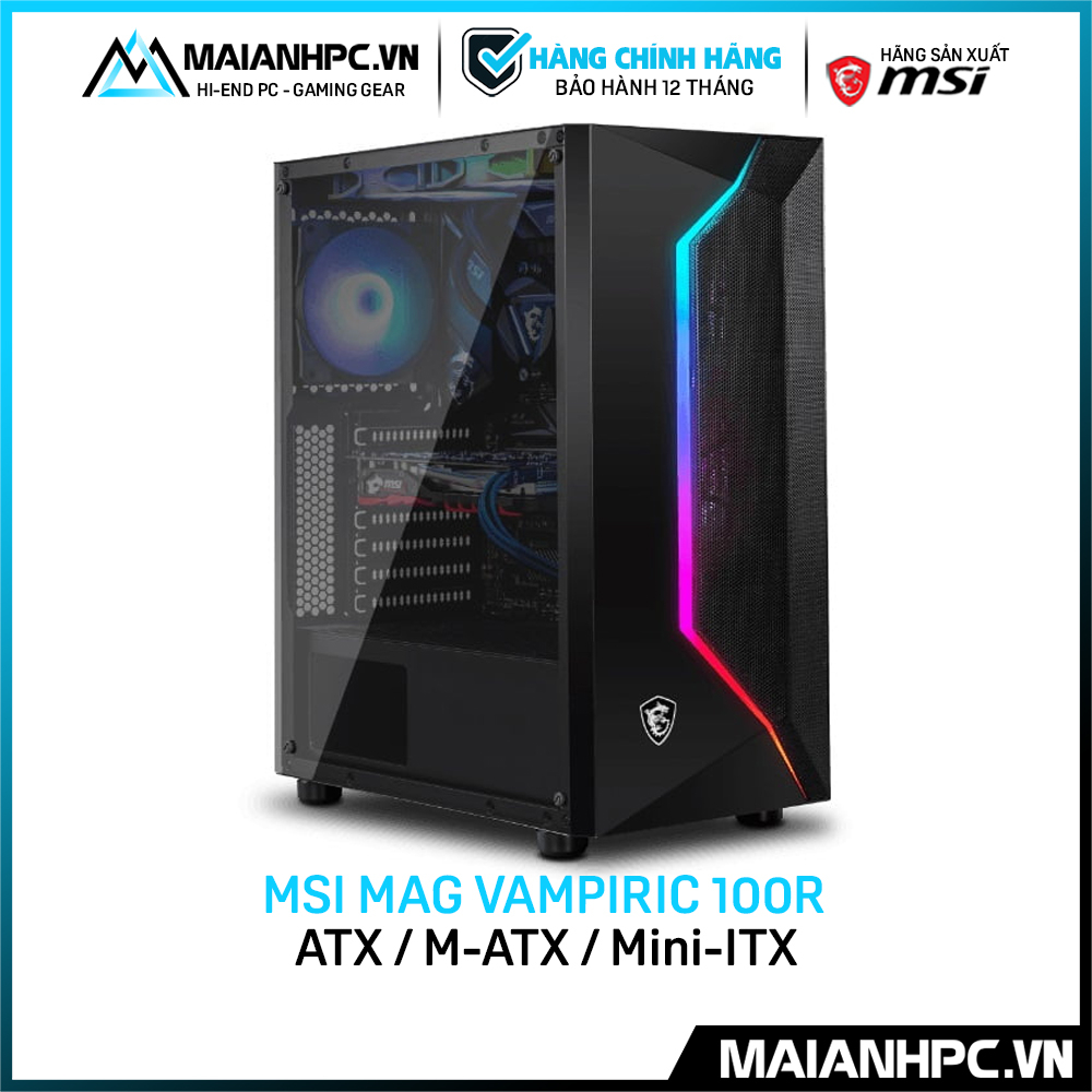 Case MSI FORGE 110R / VELOX 100P AIRFLOW / MAG VAMPIRIC 100R Tặng kèm 2 fan Hàng chính hãng MSI